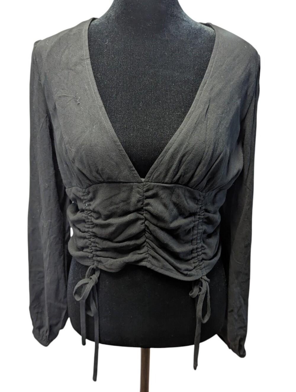 MNI Crop Top Black Boho Granola Girl Size L